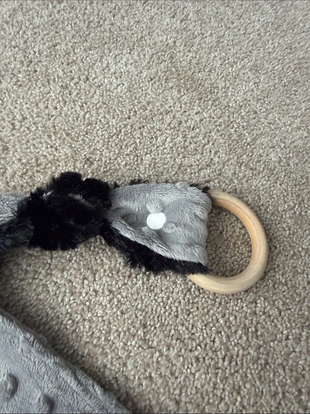 Grey Raccoon Comforter lovey Teether for Kids homemade